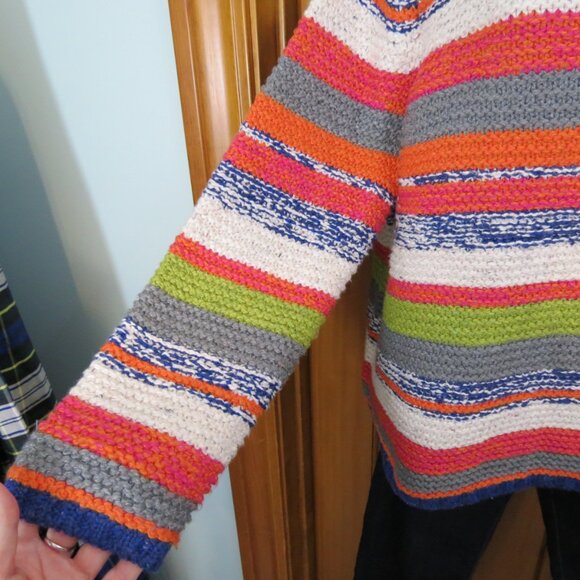 Habitat Women's Rustic Stripes Foldover Cowl Neck Sweater Multi Color Size Med - Picture 4 of 10